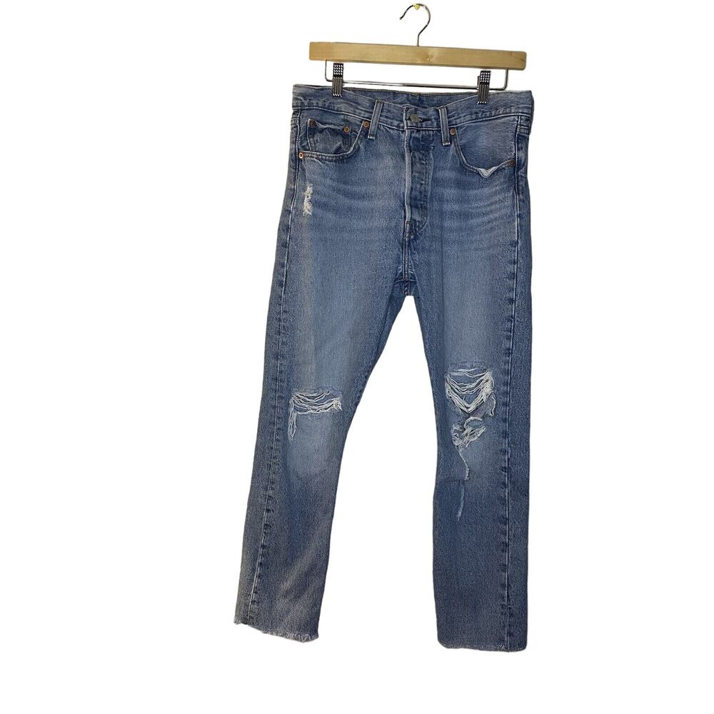 Levi's 501 S Jeans Mens Distressed Light Wash Pants